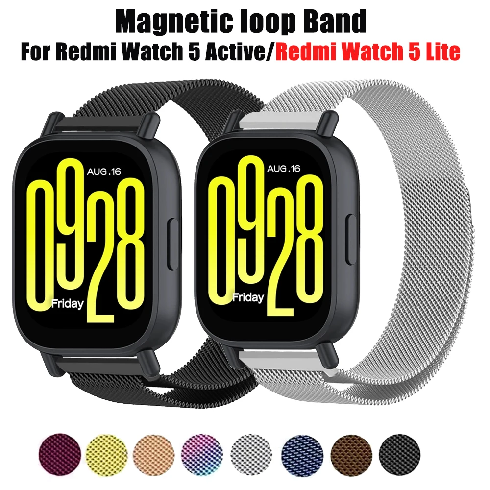 Magnetic Stainless Steel Loop Band - 22mm Adjustable Metal Strap Bracelet