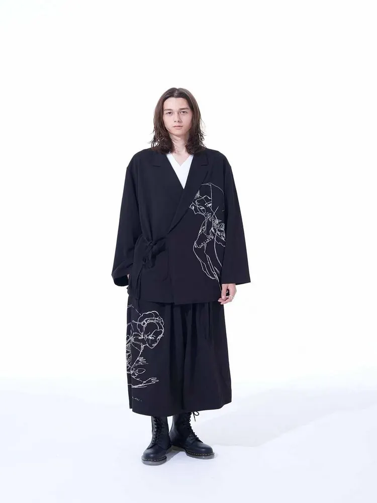 

Japanese diablo luxury high quality goth niche designer joint old money style new Chinese embroidery loose suit coat