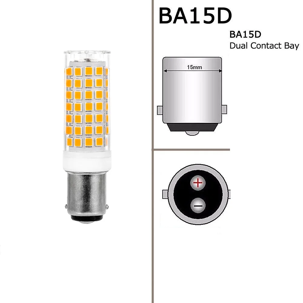 이중 접촉 LED 전구, 재봉틀용 매우 밝은 전구, 220v Ba15d, 6W