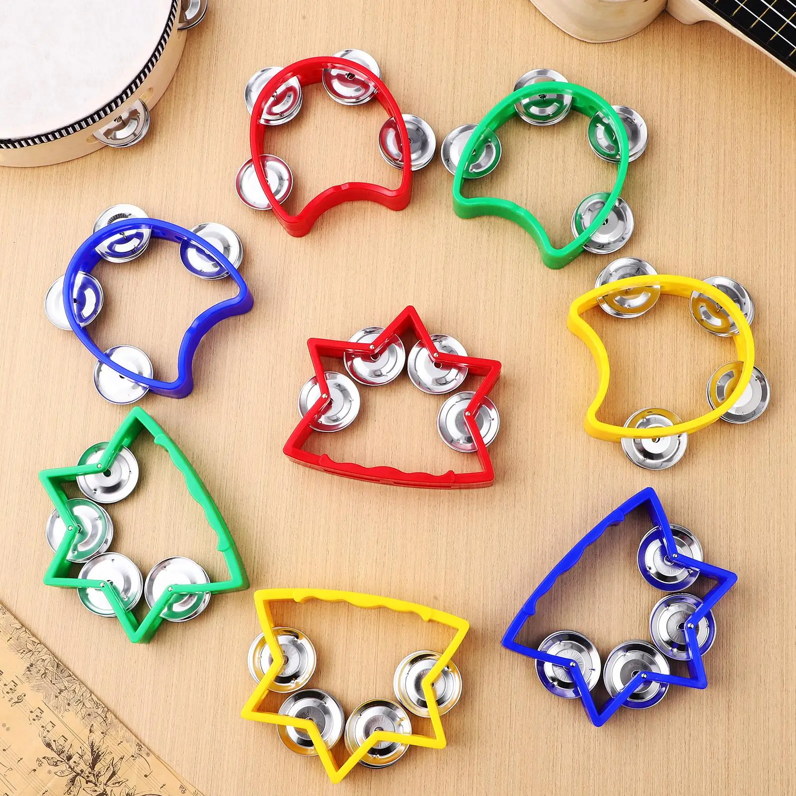 16Pcs Handbells Set 8Pairs Percussion Toys RedGreenYellowBlue ergonomic Handle MusicEducation Kids Beginner Friendly