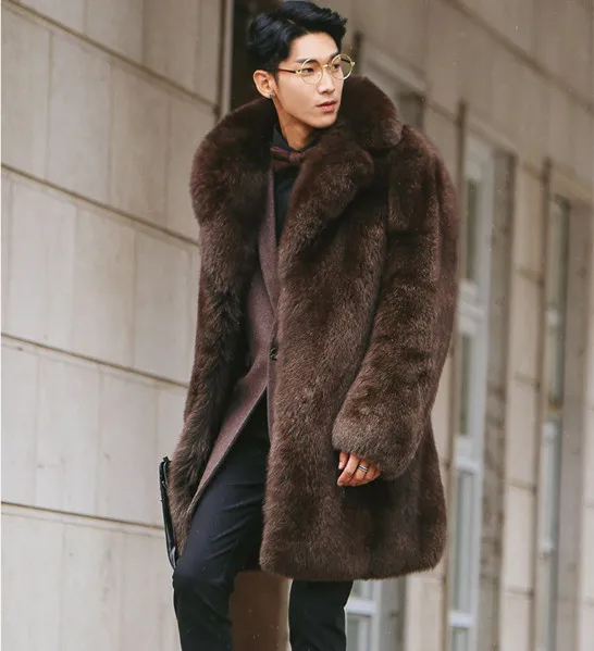Mens brown faux fur coat Clearance