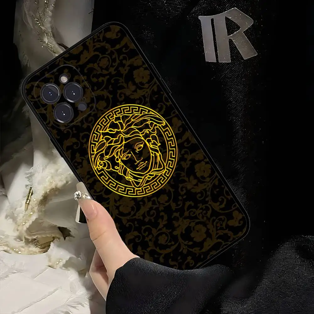 Luxury V-Versace Designer Silicone Phone Case - Black Cover