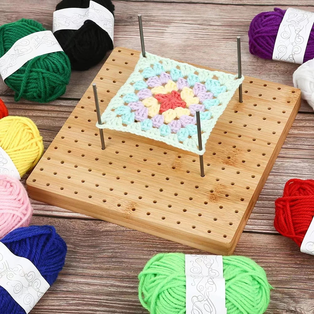 Bloqueador Crochet de Granny, Tablero de Madera de Bloqueo, Bloqueador  Crochet para Bordados o Crochet, Ganchillos Crochet Kit con Agujas de Ojo  Grande y 25 Agujas de Acero