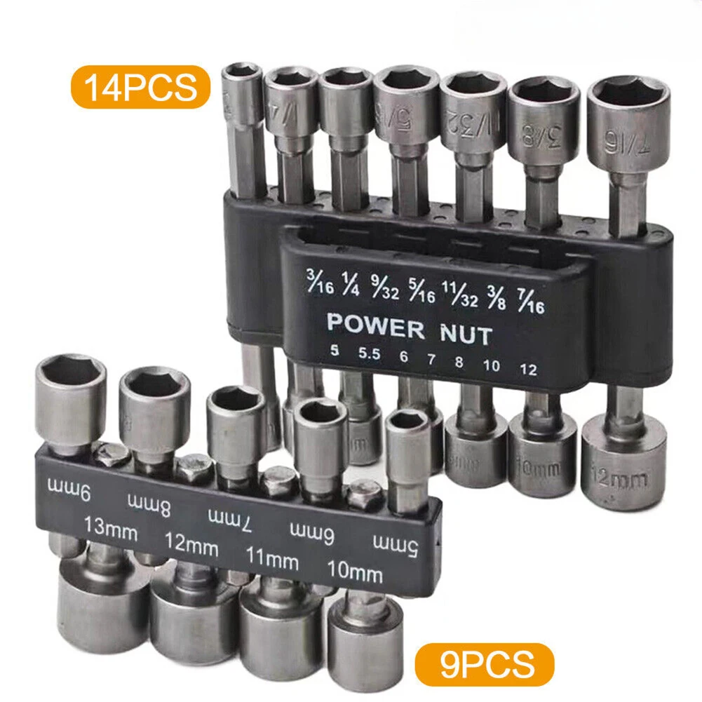Comprehensive Steel Screwdriver Nut Socket Bits Set Includes 9pcs Screwdrivers and 14pcs Nut Driver Socket Bits