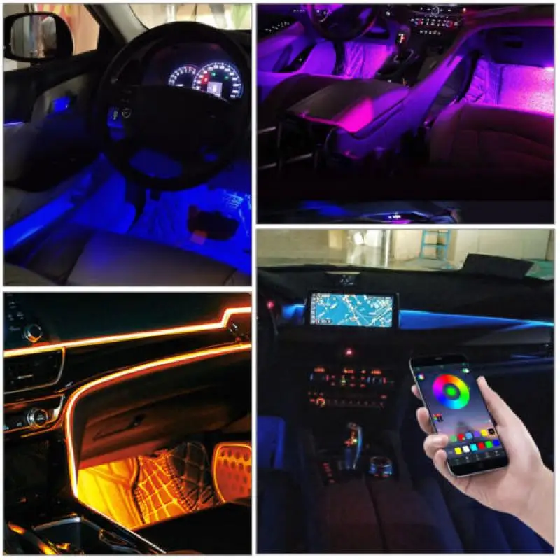 

1 шт., автомобильная светодиодная лента Rgb для внутреннего освещения
