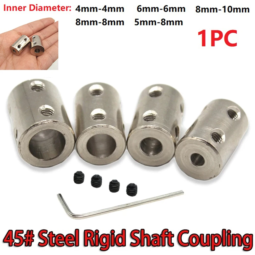 1Set 4mm/5mm/6mm/8mm/10mm 45# Steel Rigid Motor Shaft Coupling Coupler Transmission Connector Sleeve Adapter for RC Boat Car shaft coupler shaft connector rigid shaft coupler