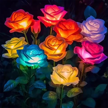 Elegant Solar Rose Lawn Lamp with 5 Heads for Garden Decor