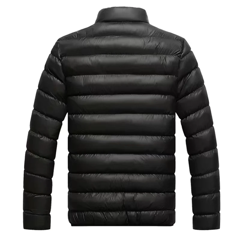 New Men Winter Thick Short Padded Jacket Stand Collar Zipper Jackets for Men Warmth Slim Solid Color Casual Men's Coats M-5XL