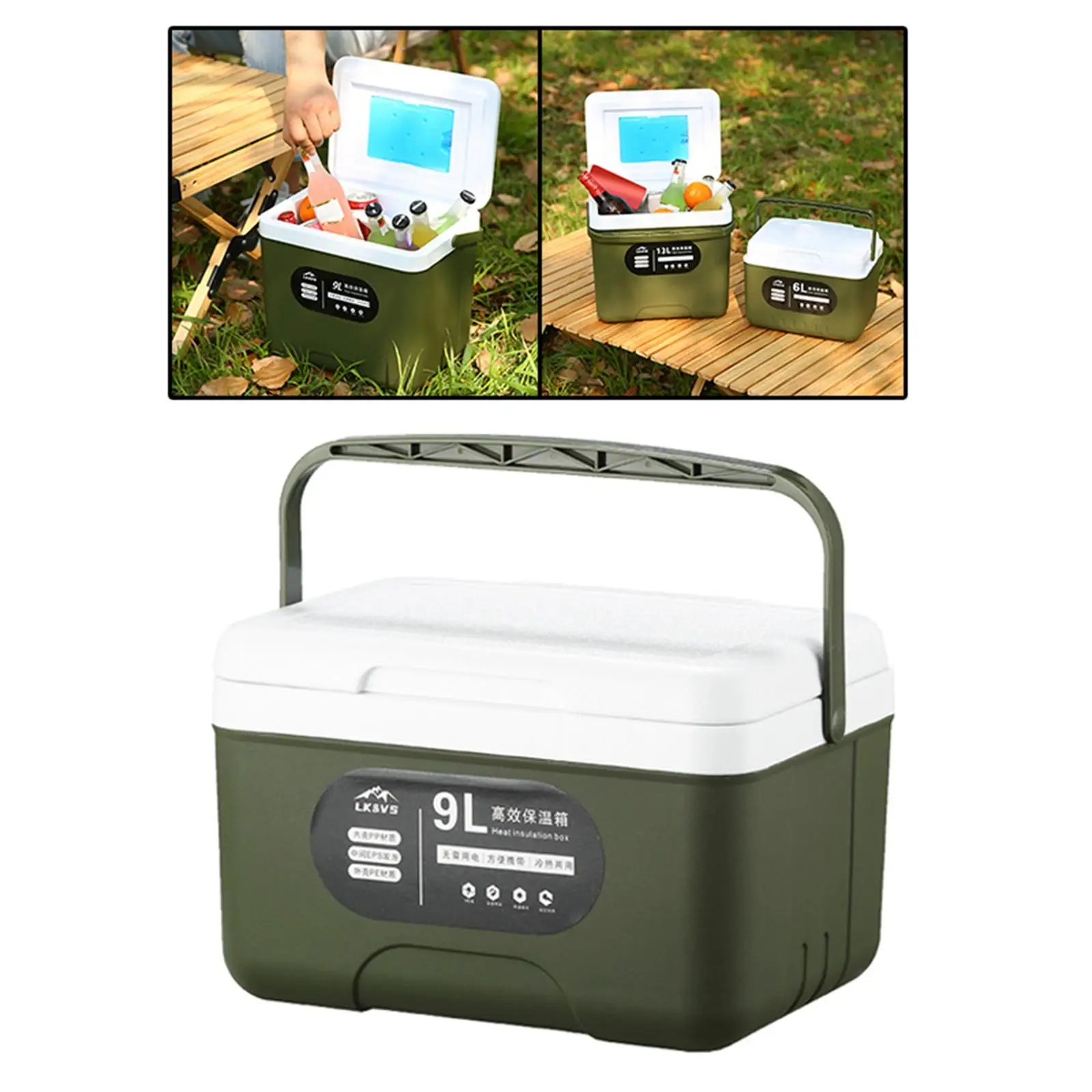 Durable Cooler Bag Storage Food Delivery Fridge Freezer 9L Insulated for Car Picnic Lunch Beach Van Truck