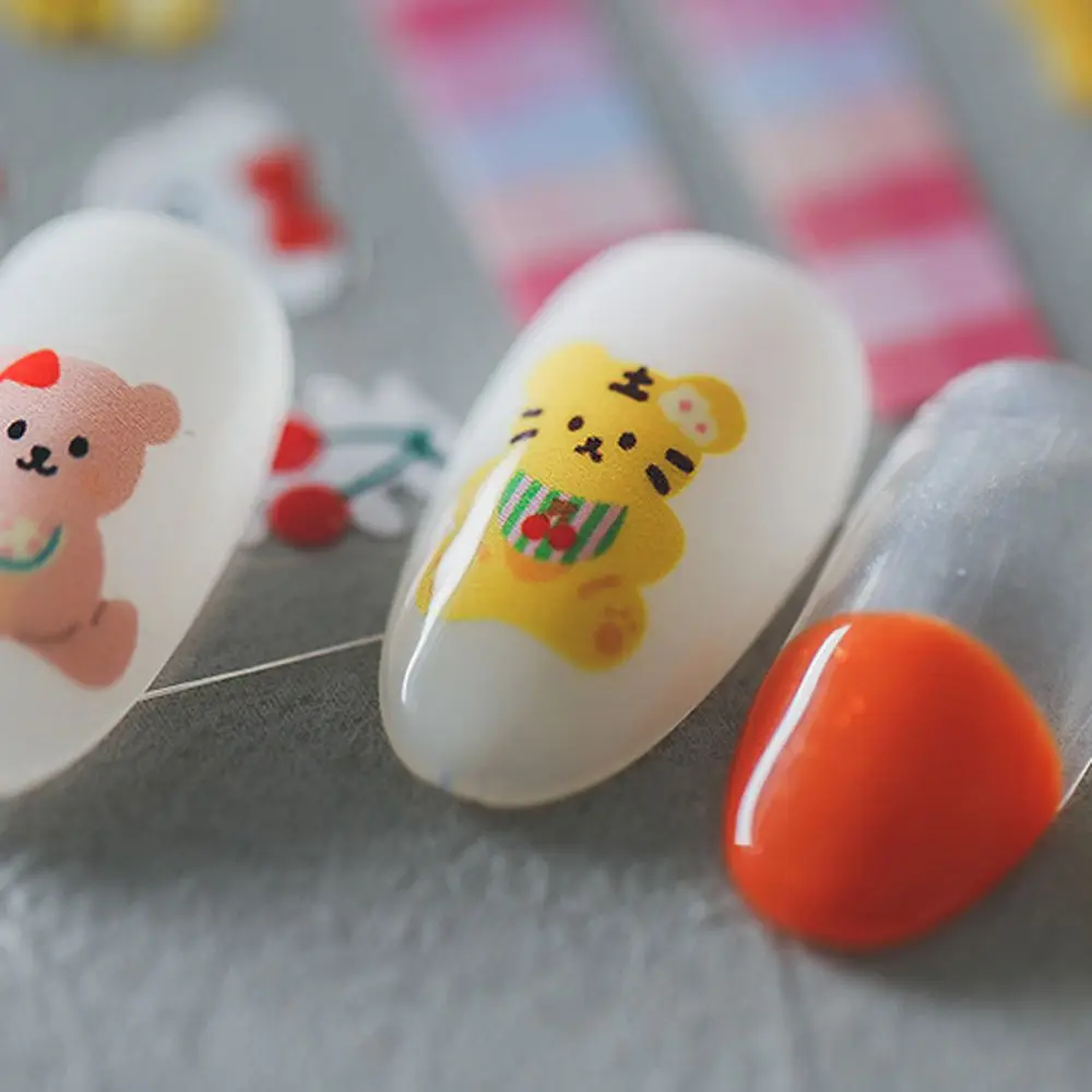 Lion Frog Bownot Self Adhesive Tiger Animal Nail Decals Manicure Accessories DIY Nail Art Decorations Cartoon Stickers nail stickers nail art tools nail art decoration nail decals