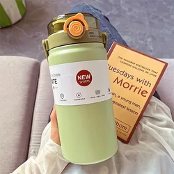 Stainless Steel Insulated Thermal Bottle with Straw - Portable Hot & Cold Beverage Thermos Cup - 1200ml (Green2)