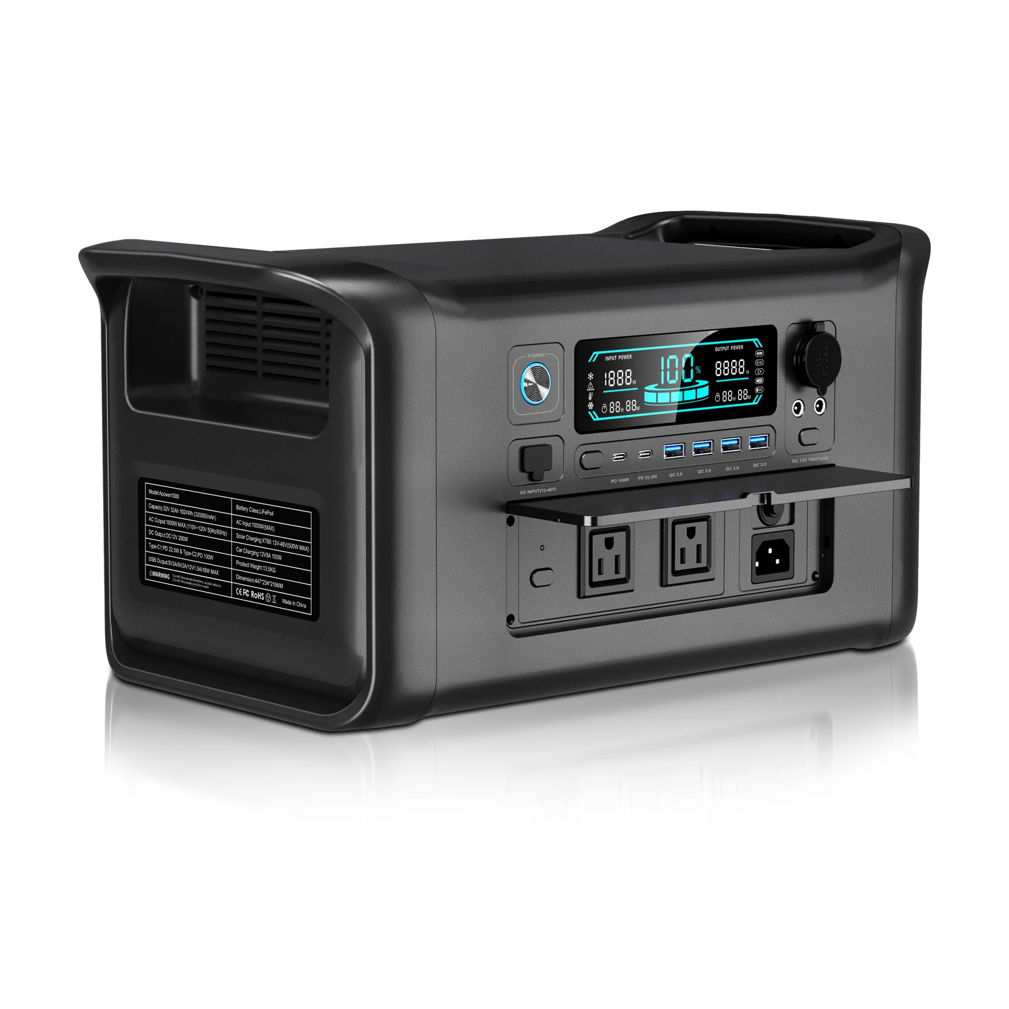 Lifepo4 bateria 1800w estação de energia portátil ao ar livre poderoso banco de energia gerador solar bateria fonte de alimentação de emergência acampamento