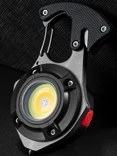  Multi-function COB LED Flashlight Outdoor USB C Rechargeable Keychain Light Hook Strong Magnet Screwdriver Hammer Emergency Lamp 