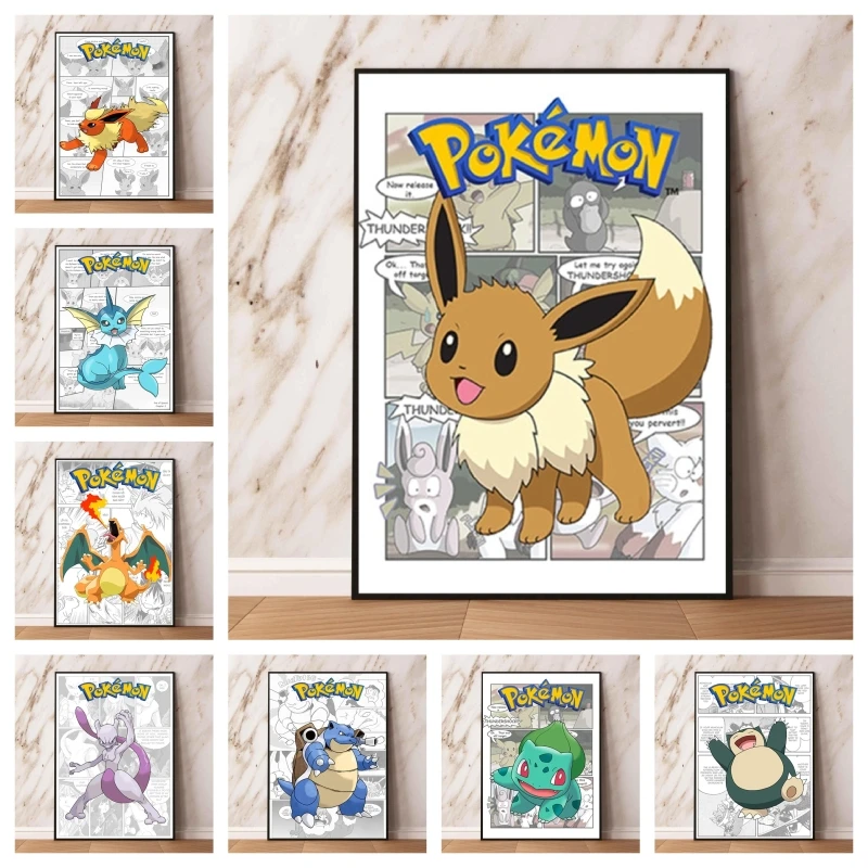 

Anime Character Pictures Pokemon Eevee Children Gifts Classic Home Room Painting Wall Stickers Modular Prints Hanging Decorative