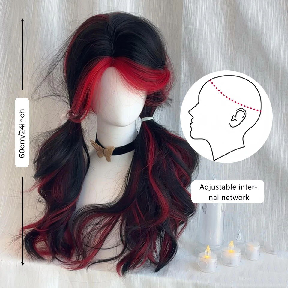 Synthetic Black Red Highlight Wig for Women