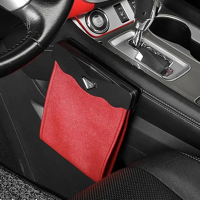 Smart LED Car Trash Can Water Resistant Garbage Bag For Car Foldable Garbage Bin Rubbish Bag PU Leather