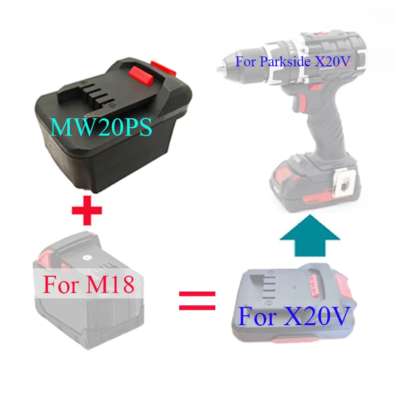 Adapter Converter Milwaukee Bosch Makita 18V Li-ion battery Lidl Parkside X20V Li-ion Power Tool Accessories