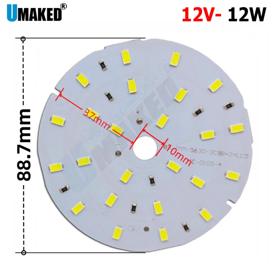 DC12V 12W 88.7mm LED SMD5730 chip,led PCB with smd for bulb lamp, lighting source aluminum plate base with led chip diy tracking