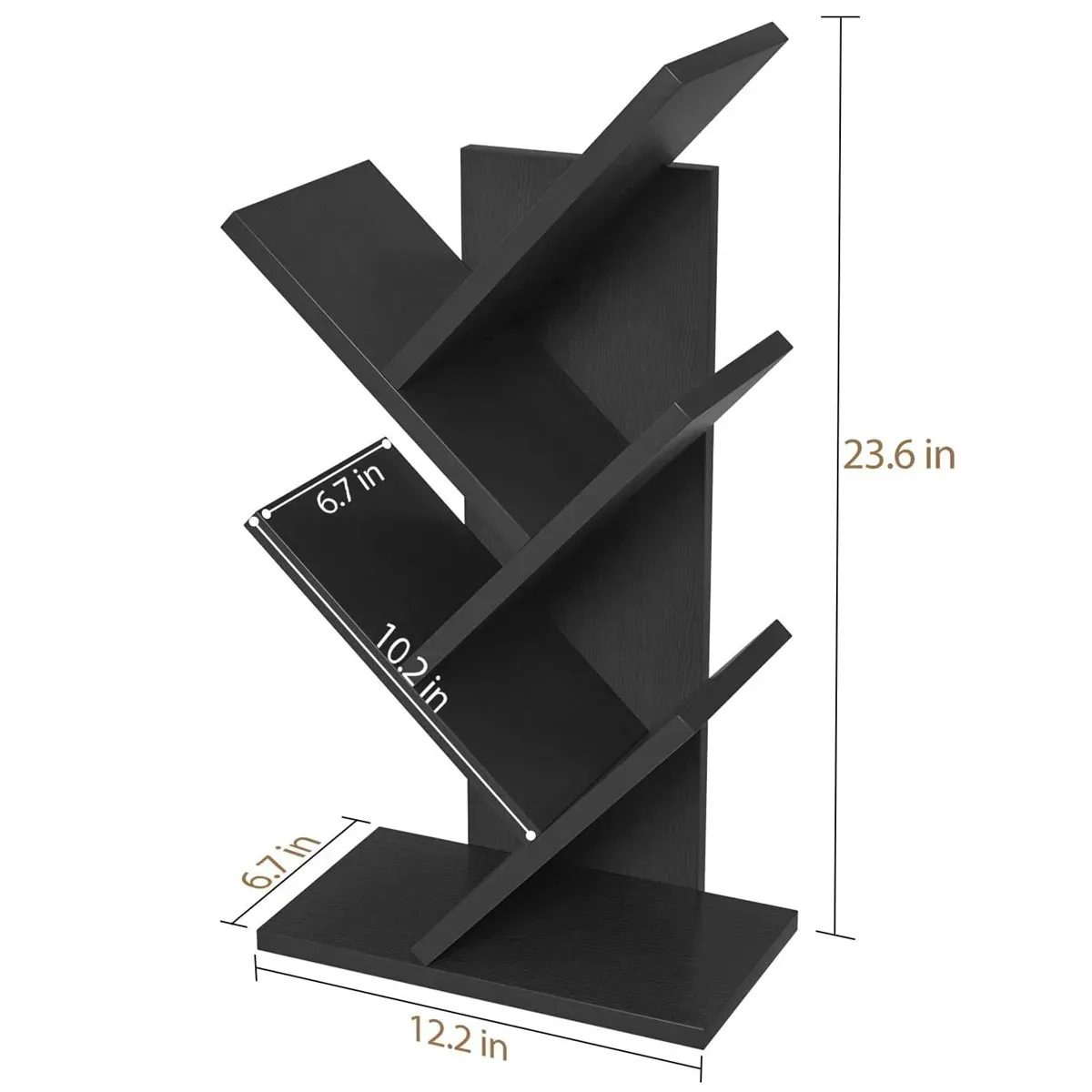 4-Tier Tree Bookshelf Book Storage Organizer Shelves Floor Standing Bookcase for Cd/Magazine/Books