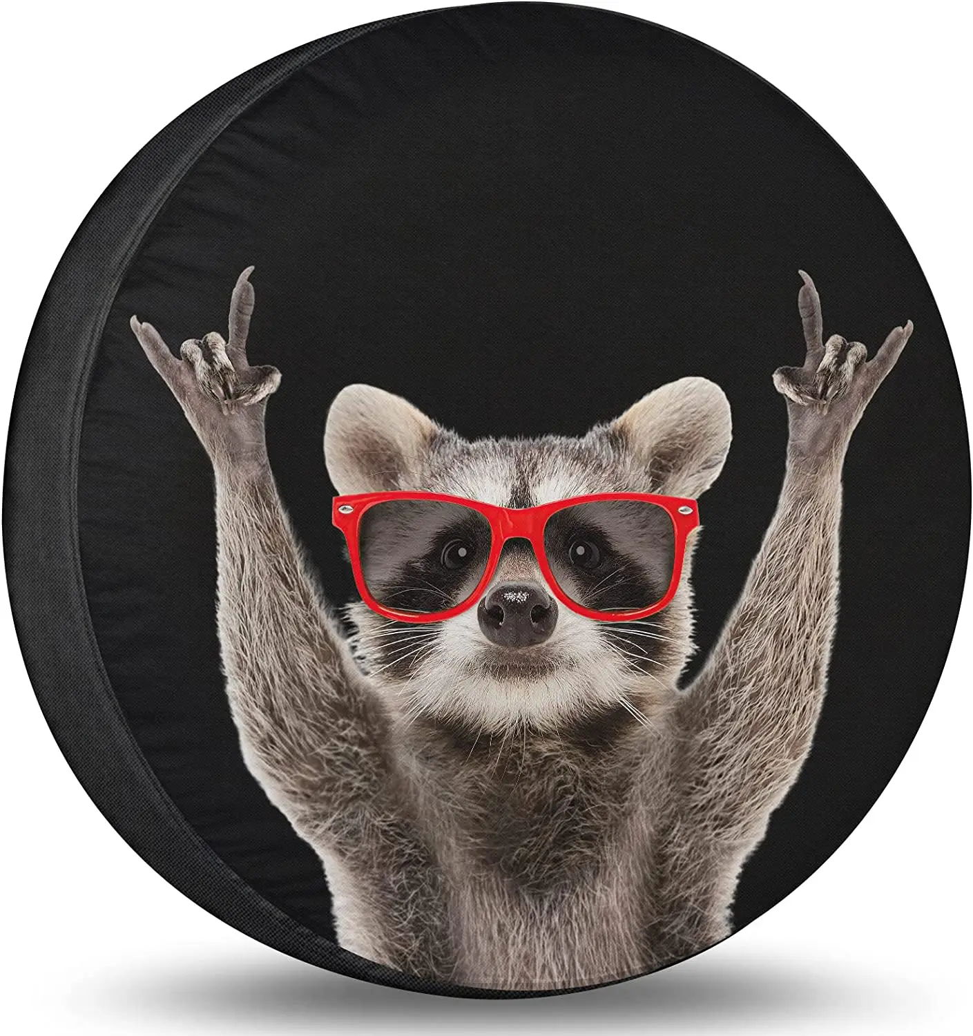 

Spare Tire Cover Red Sunglasses Raccoon Tire Cover Waterproof Dust-Proof UV Sun Wheel Covers Universal Fit for Trailer RV SUV 17