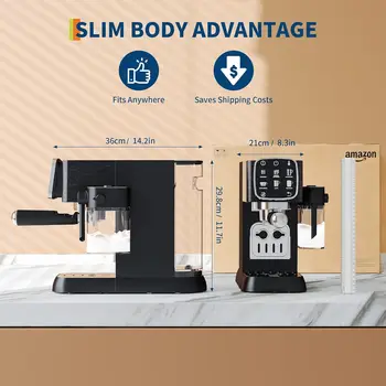 20 Bar Fully Automatic Espresso Machine, Professional Coffee Maker with Built-in Auto Milk Frother, Touchscreen Control, Fast Quick Start & Constant Heating System for Latte Cappuccino 3