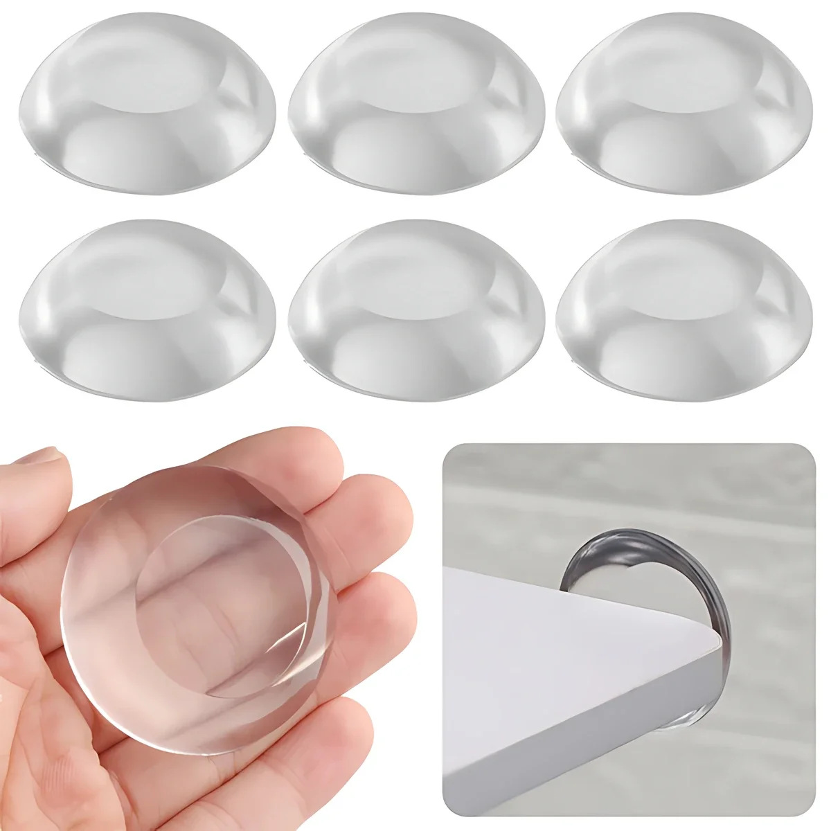 Anti-collision Reusable Gate Back Cushion Silicone Protect Wall Door Stopper Lock Silence Bumper Guard Handle Crash Pad 6Pcs