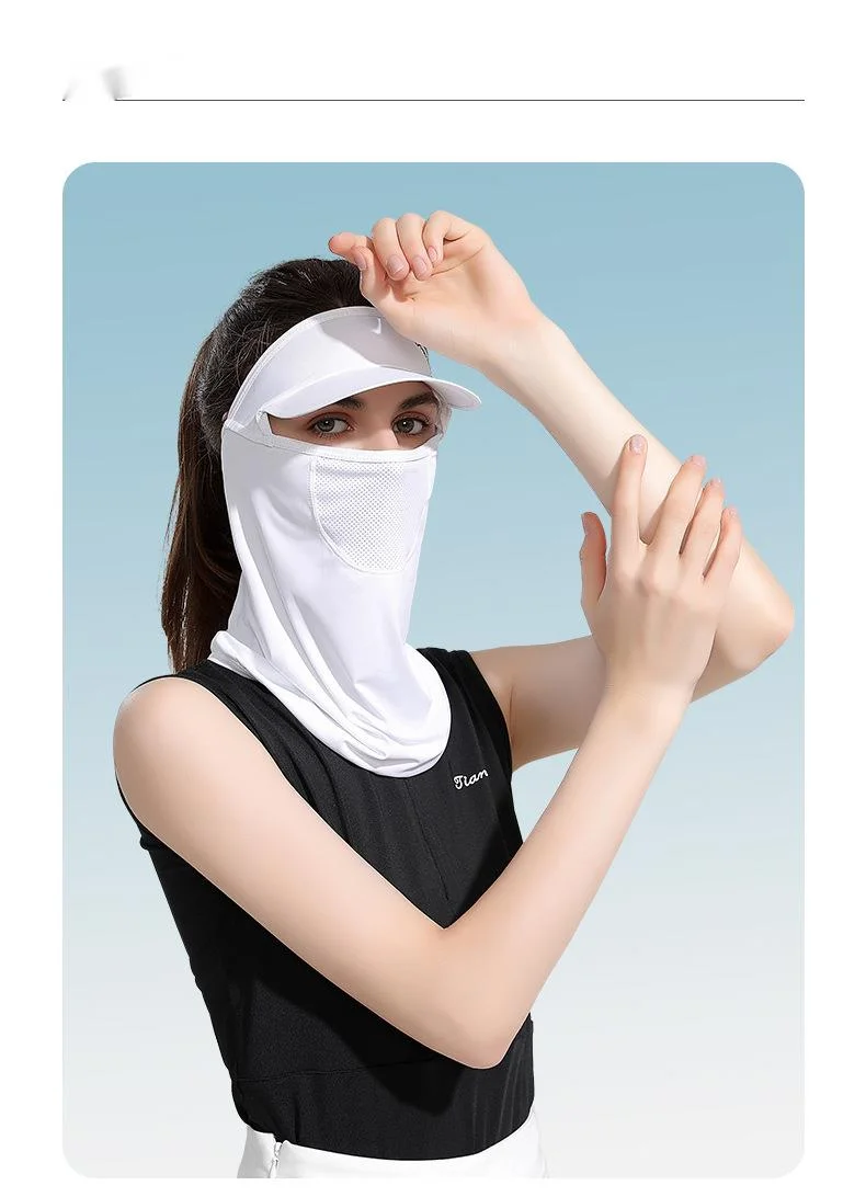 Maschera estiva, parasole da esterno in seta ghiacciata, protezione per il collo, tesa traspirante e resistente ai raggi UV, maschera solare integrale_voghion.com