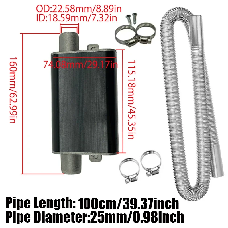 100cm Car Air Diesel Parking Heater Exhaust Pipe Tube Hose 24mm Air Filter Muffler Silencer With Clip For Webasto Eberspacher