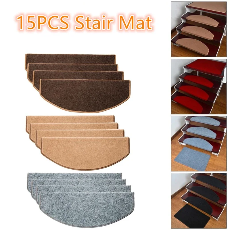 Stair Tread Carpet Mats 15PCS 55x21 Self Adhesive Anti-Skid Step Rugs Safety Mute Floor Mats Indoor Warm Pad floor mat non slip mat