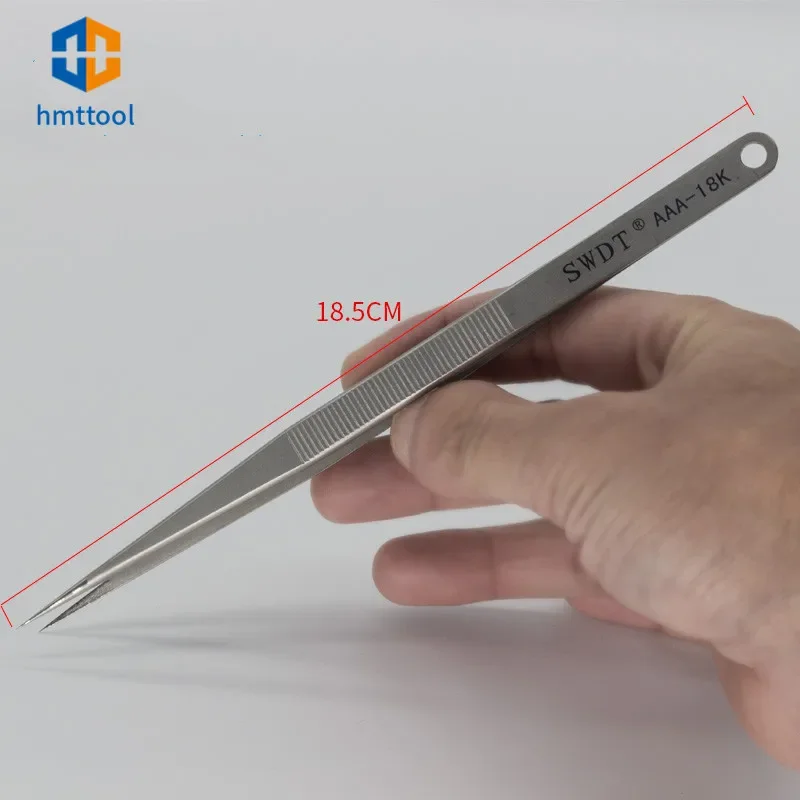 10pcs/lot 18CM AAA-18K Anti-Static Stainless Steel Precision Tweezers Electronic Pointed Straight Tweezer For Phone Repair Tools