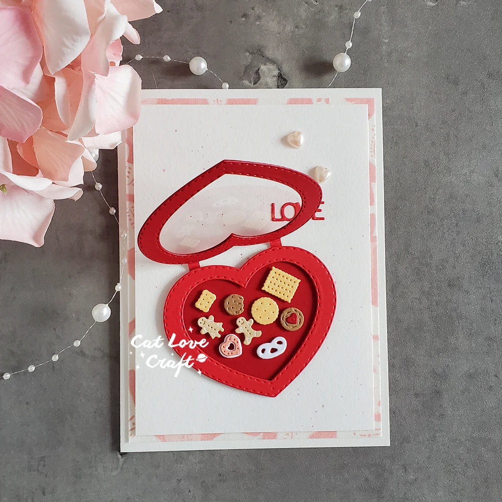 Catlove Love box with cookies Metal Cutting Dies Scrapbooking Mold Stencil Die Cuts Card Making DIY Craft Embossing New Dies