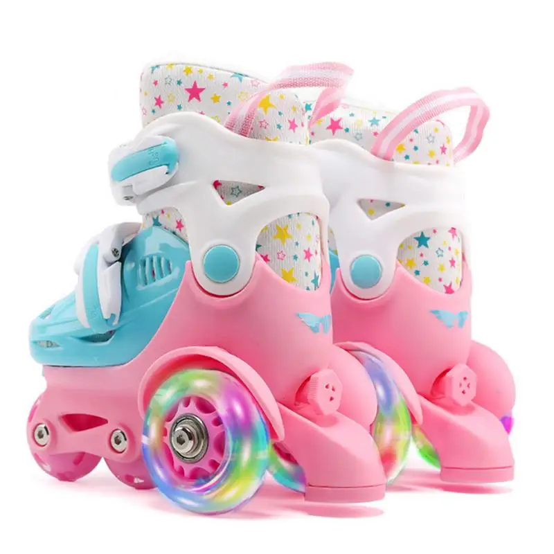 Roller Skates Elastic PU Inline Rollers Kids 2-8