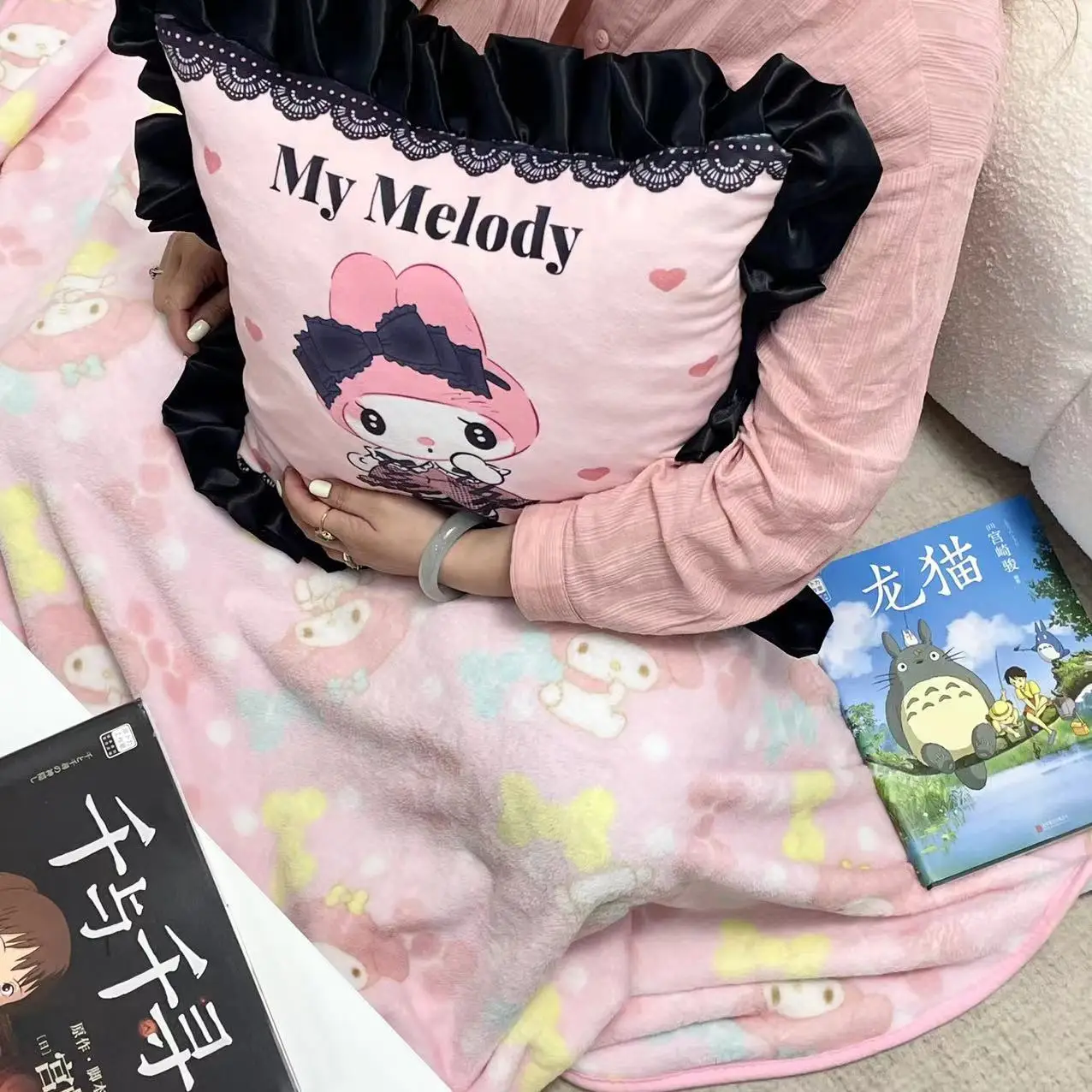 

Kawaii Sanrio Melody Kuromi игрушка мультяшная Подушка Одеяло Мягкие плюшевые куклы диван сиденье Подушка декор комнаты для детей подарок на день рождения