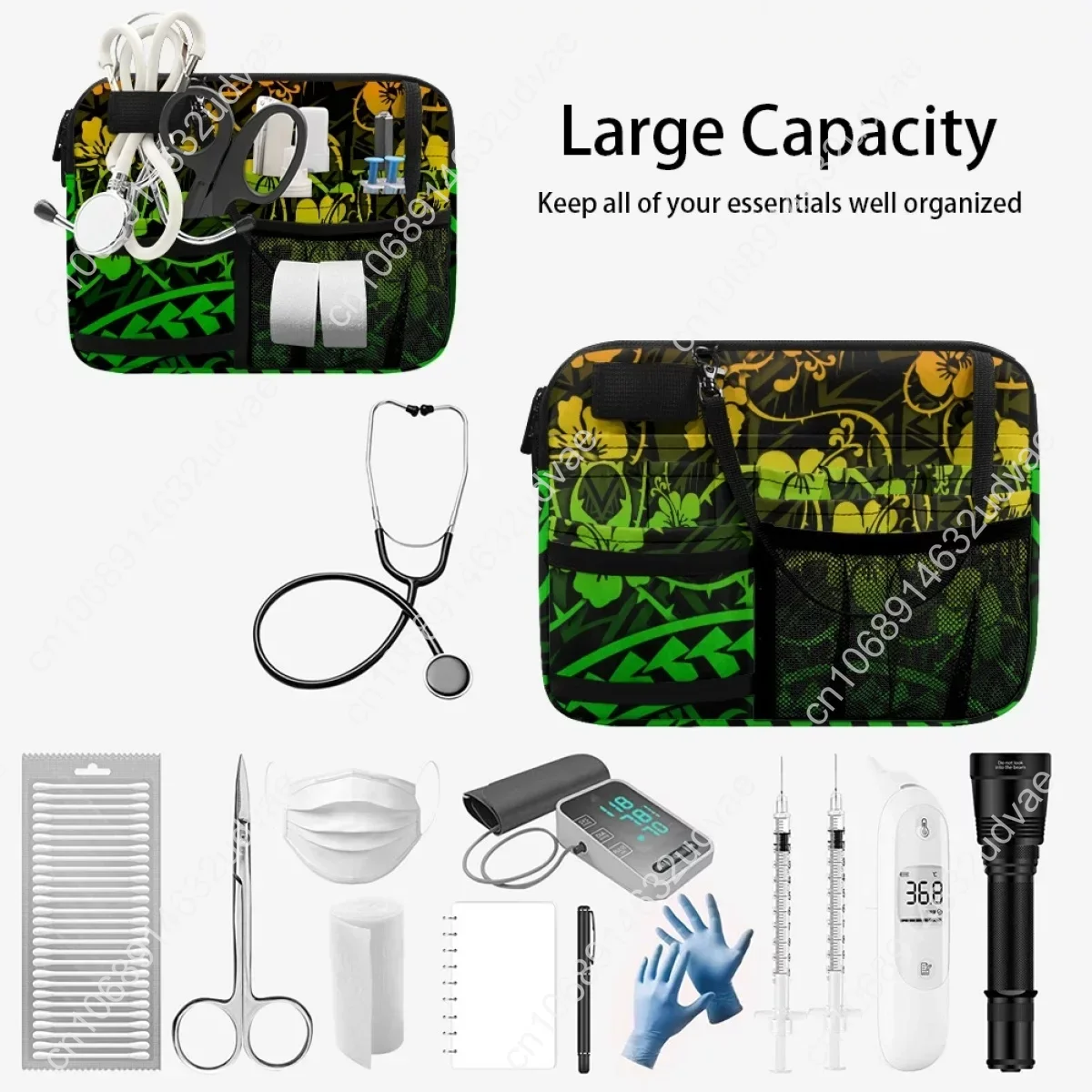 Polynesian Hibiscus Luxury Designer Nurse Waist Bag Fashionable Portable Multi Pocket Medical Pack Tool Holder Practical Hip Bag