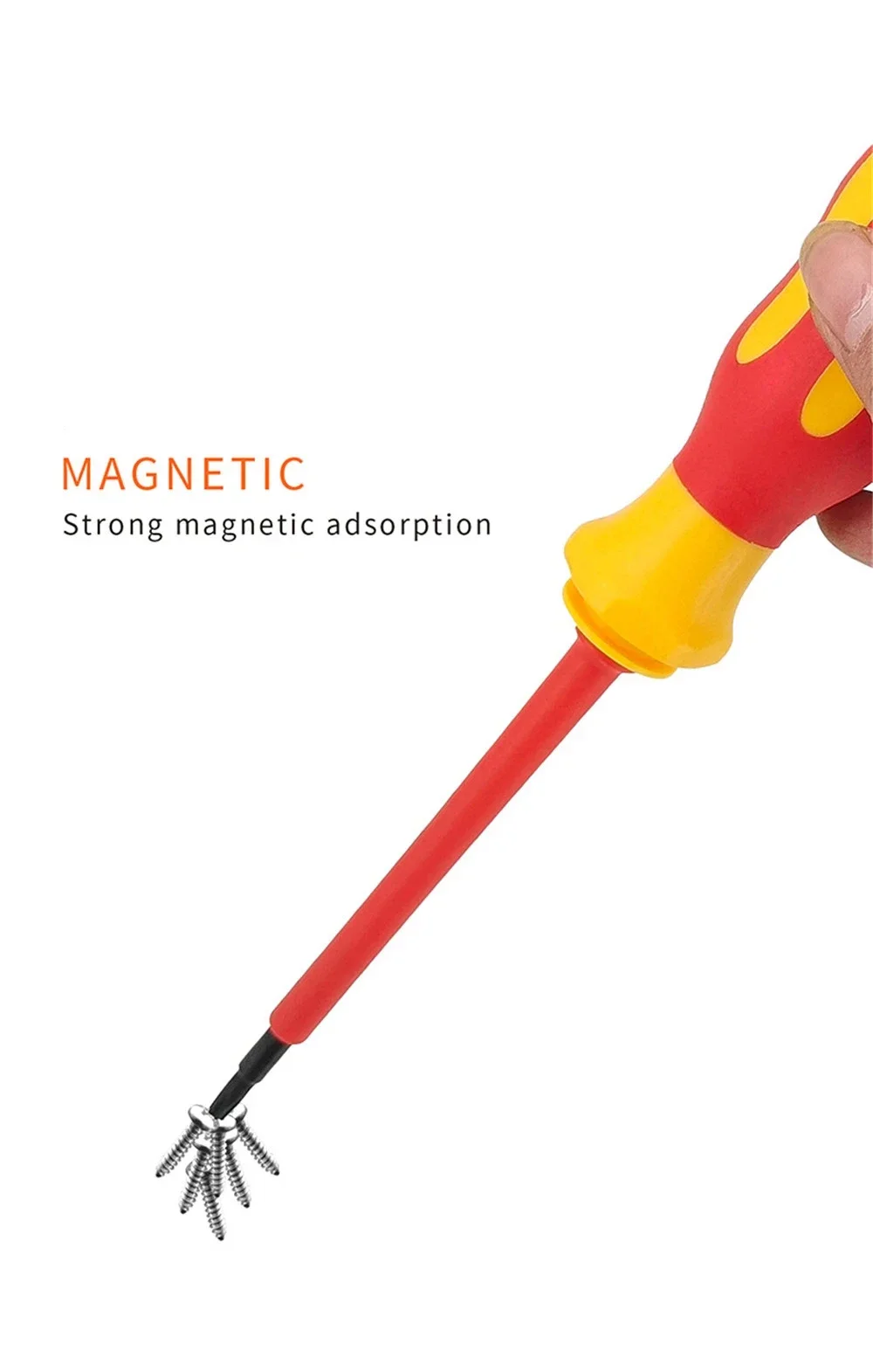 Professionelles VDE-isoliertes Schraubendreher-Set 500V mit magnetischer Spitze, Elektriker-Werkzeugset mit austauschbaren Klingen, 10-teilig und im Koffer. – Detail 3