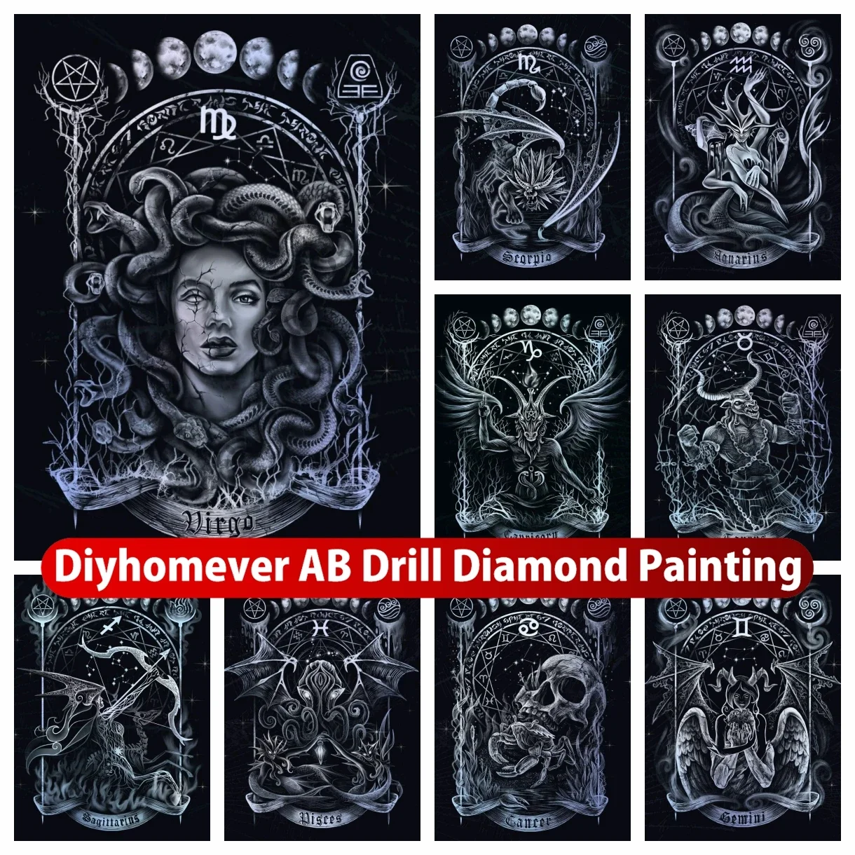 

Gothic Constellation 5D DIY AB Diamond Painting Embroidery Medusa Snake Woman Art Handmade Cross Stitch Mosaic Home Decor