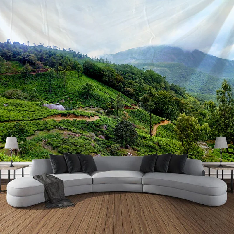 Natural Scenery, Hilly Grassland Tapestry, Art Decoration, Curtain, Hanging, Home, Bedroom, Living Room Decoration Tapestry Decor