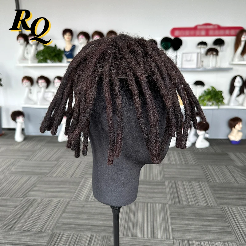 Dreadlock vlasy hubený pleť tupé pro muži 100% člověk vlasy natě locs opletené paruka pánský 1B dreadlocs vlasy V looped tupé afro paruky