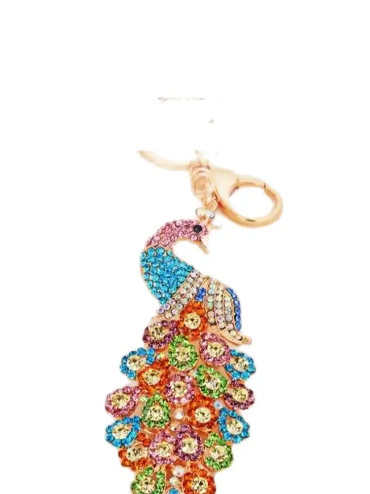 

50pcs/lot fashioncreative style woman lovely rhinstone peacock keychain female peacock key ring