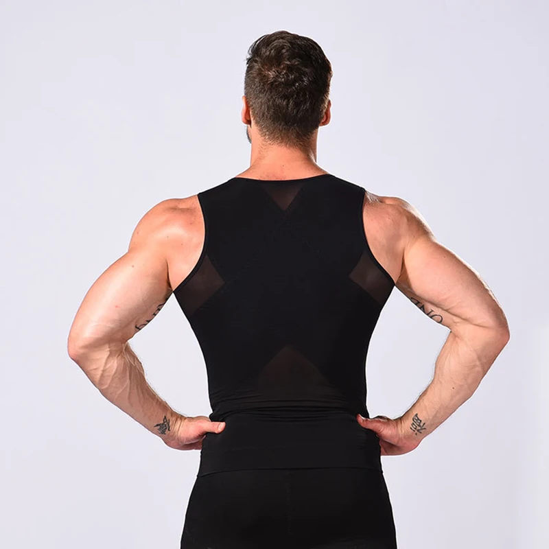 Men Slimming Gynecomastia Body Shaper Posture Corrector Sleeveless Top Control Tummy Trimmer Chest Vest