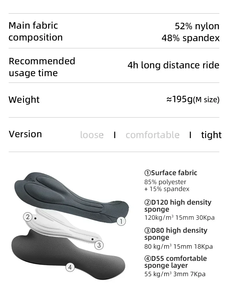ROCKBROS TVI Series Cycling Shorts Women Breathable Bib Shorts Elastic Interface Cushion Long Distance Bike Tights With Pockets