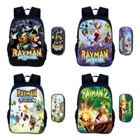 Cartoon Games Rayman Legends 2pcs Set Backpack Schoolbag Boys Girls Camping Backpack Pencil Case Pencil Bag Pencil Box 1