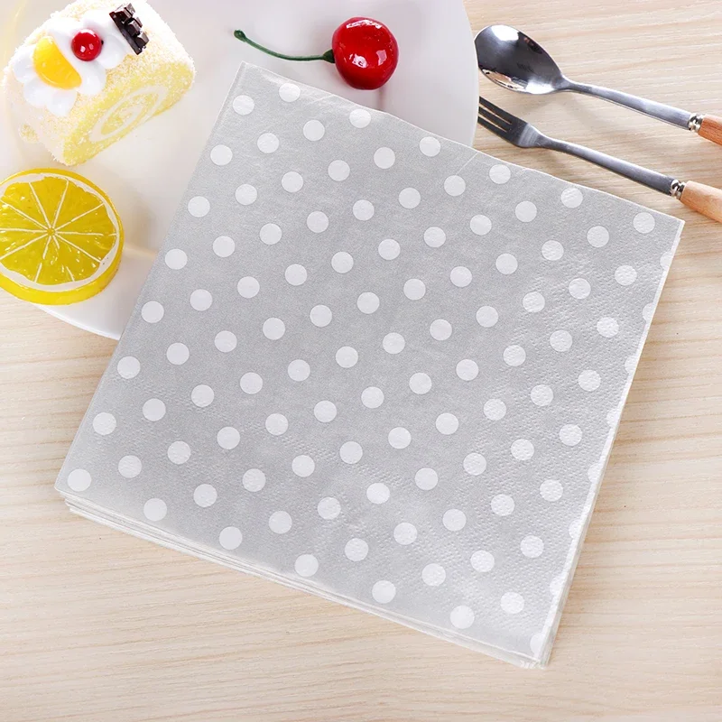Paper Napkins 20pcs/Pac 33*33cm 2-Ply Colourful Printed Napkins Six Colour Polka Dot Folded Napkins All Party Placemats