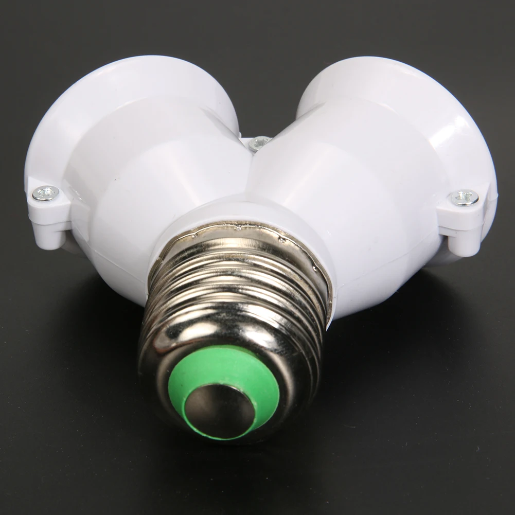1-5PCS White E27 to 2 E27 Lamp Base Led Lighting Double Screw Bulb Socket Converter Saving LED Light Halogen Lamp Holder 3A
