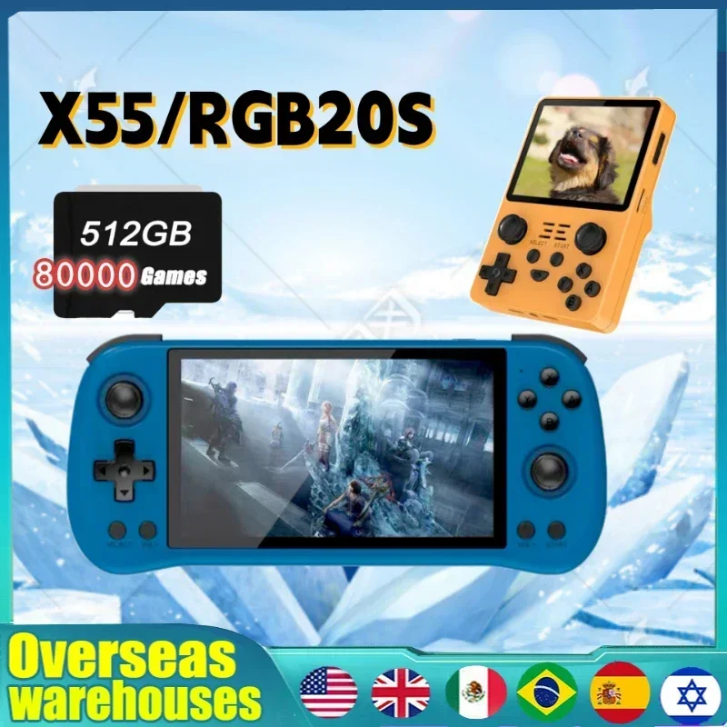Powkiddy X55 Rgb20S Macchina Da Gioco Portatile Schermo Ips Da 5.5 Pollici Rk3566 Sistema Open-Source Macchina Da Gioco Retrò Hd 512G Gioco Psp Ps2