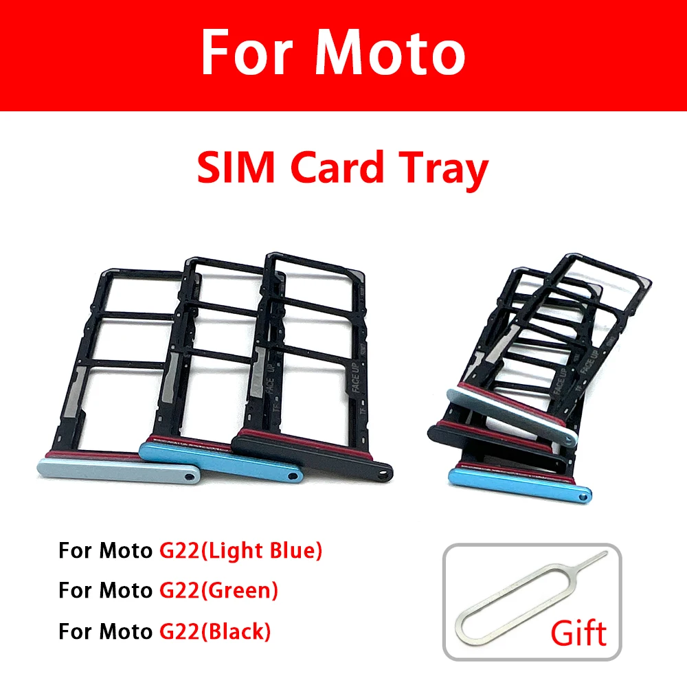 Sim Card Slot Tray Holder Para Moto G22 G30 G41 G50 5G G60 G100 SIM Micro SD Leitor de cartão Adaptadores Soquete Peças de reposição