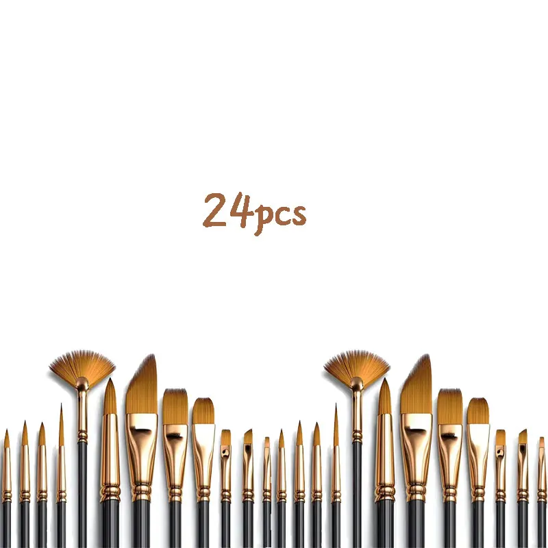 مجموعة فرش بشعيرات نايلون مكونة من 12/24 قطعة، فرش...