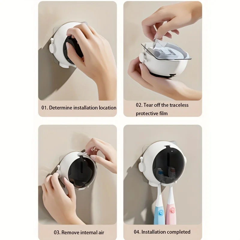 Astronaut Wall-Mounted Electric Toothbrush Holder Toothbrushes with Lid Organizer Suction Traceless Hook bathroom accessories