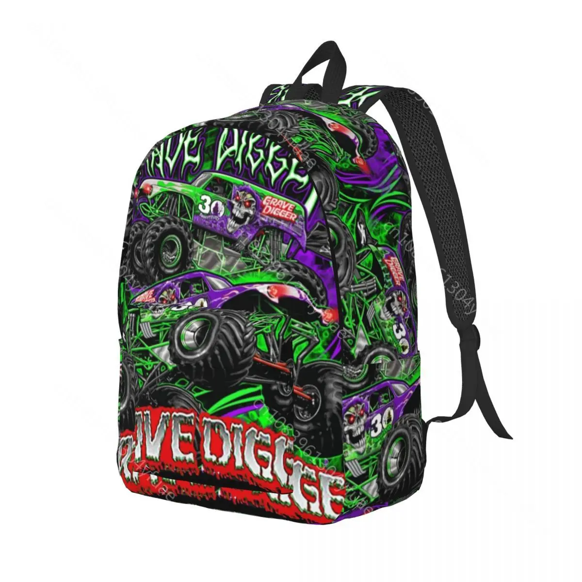 Monster Jam Truck Backpack Grave Digger Unisex Polyester Outdoor Style Backpacks Christmas Gift Kawaii High School Bags Rucksack