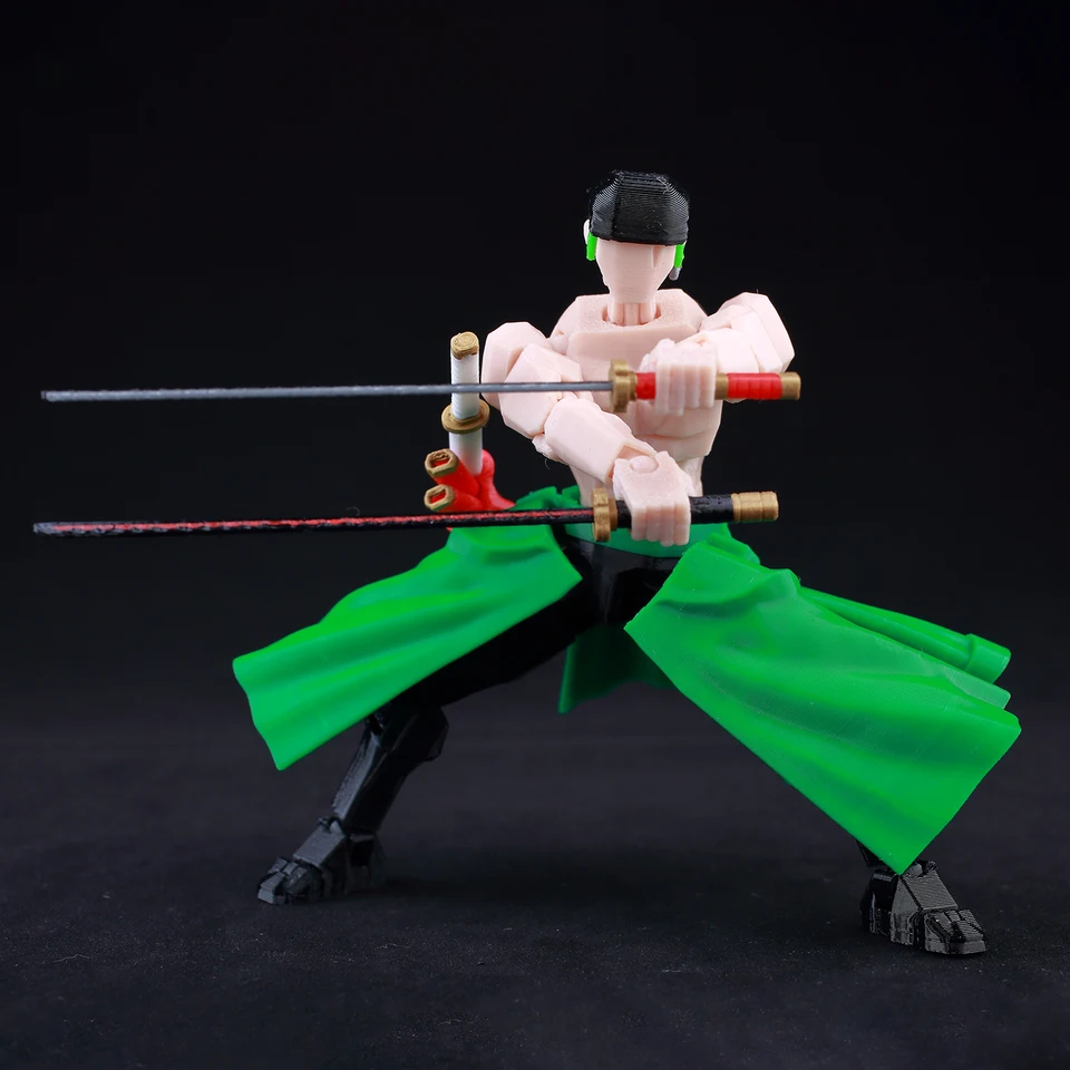 9L 3D Printed Roronoa Zoro One Piece Lucky Dummy 13 Movable